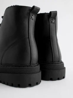 Noir mat - Warm Lined À lacets Ankle Bottes