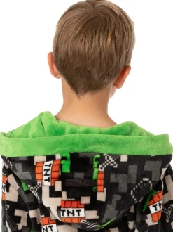 Noir Minecraft - Peignoir Vanilla Underground unisexe en polaire pour enfant