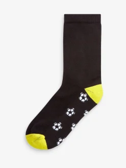 Noir motif football - Paquet de chaussettes rembourrées en coton riche 7