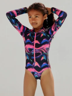 Noir multicolore - Maillot de bain Sunsafe à manches longues (3mois-16ans)