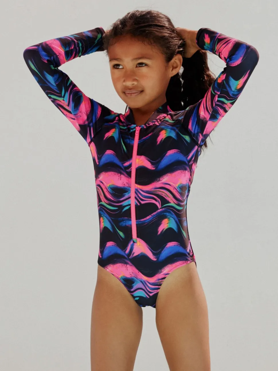 Noir multicolore - Maillot de bain Sunsafe à manches longues (3mois-16ans)
