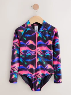 Noir multicolore - Maillot de bain Sunsafe à manches longues (3mois-16ans)
