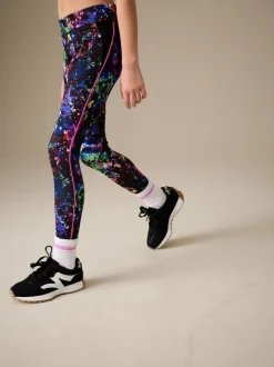 Noir multicolore éclaboussures - Leggings de sport (3-16ans)