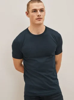 Noir/ardoise/Gris chiné/Blanc/bleu marine/Bleu - Slim Fit (Slim Fit) - Lot de t-shirts essentiels en coton 6