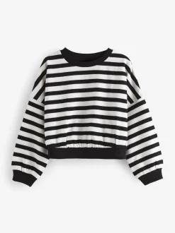 Noir/Blanc - Boxy Long Sleeve 100% Cotton Sweat Tops Pack de 3 (3-16ans)