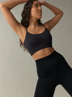 Noir/Blanc - Lot de 2 brassières longues côtelées sans coutures