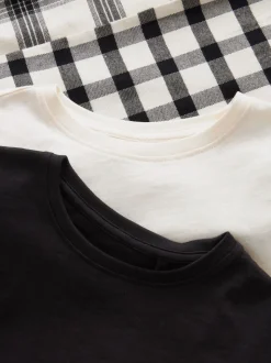 Noir/Blanc - Lot de 2 pyjamas tissés à carreaux (3-16ans)