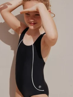 Noir/Blanc - Maillot de bain Racerback (3-16ans)