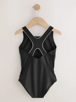 Noir/Blanc - Maillot de bain Racerback (3-16ans)