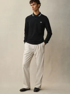 Noir/Blanc - Polo Fred Perry à manches doubles
