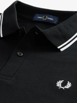 Noir/Blanc - Polo Fred Perry à manches doubles
