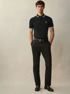 Noir/Blanc - Polo Fred Perry à liserés