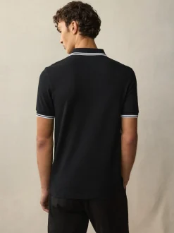 Noir/Blanc - Polo Fred Perry à liserés
