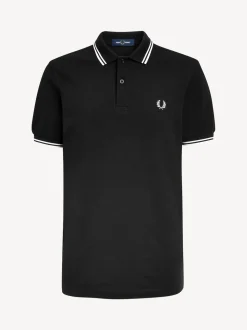 Noir/Blanc - Polo Fred Perry à liserés
