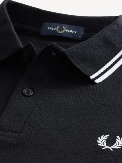 Noir/Blanc - Polo Fred Perry à liserés