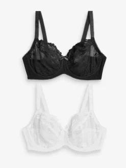 Noir/Blanc - Soutien-gorge en dentelle DD+ 2 Pack