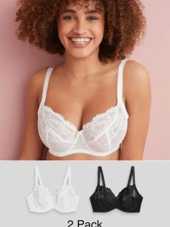 Noir/Blanc - Soutien-gorge en dentelle DD+ 2 Pack
