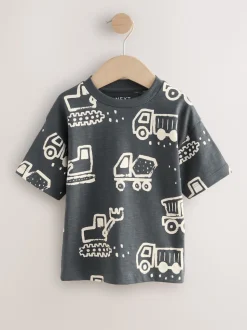Noir/blanc Digger - T-shirt imprimé sur l’ensemble à manches courtes (3 mois7 ans) (3mois7ans)