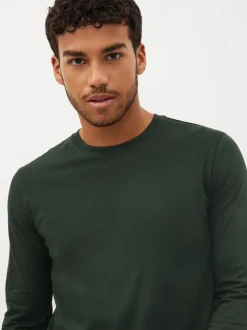 Noir/Blanc/Bleu marine/Vert/Rouge bordeaux - Ajustement régulier - T-shirt à coupe classique à manches longues en coton 100 %, lot de 5