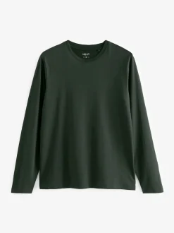 Noir/Blanc/Bleu marine/Vert/Rouge bordeaux - Ajustement régulier - T-shirt à coupe classique à manches longues en coton 100 %, lot de 5