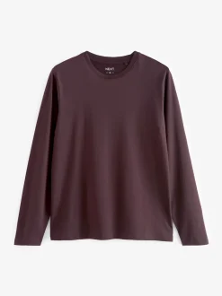 Noir/Blanc/Bleu marine/Vert/Rouge bordeaux - Ajustement régulier - T-shirt à coupe classique à manches longues en coton 100 %, lot de 5