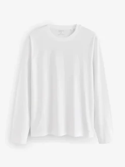 Noir/Blanc/Gris/Bleu - Slim Fit (Slim Fit) - T-shirt à coupe classique à manches longues en coton 100 %, lot de 5