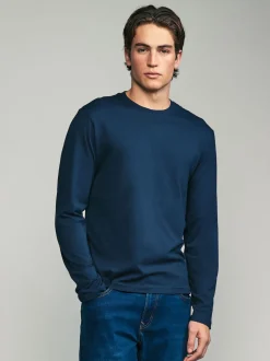 Noir/Blanc/Gris/Bleu - Slim Fit (Slim Fit) - T-shirt à coupe classique à manches longues en coton 100 %, lot de 5