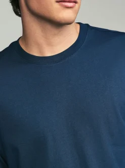 Noir/Blanc/Gris/Bleu - Slim Fit (Slim Fit) - T-shirt à coupe classique à manches longues en coton 100 %, lot de 5