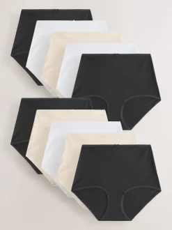 Noir/Blanc/Pastel Rose Nude - Lot de 10 caleçons en coton