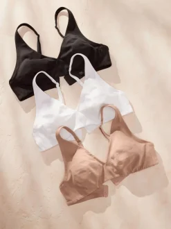 Noir/Blanc/Pastel Rose Nude - Lot de 3 soutiens-gorge en mélange de coton Ultimate Comfort