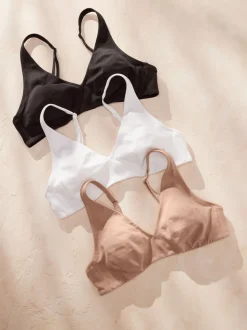 Noir/Blanc/Pastel Rose Nude - Lot de 3 soutiens-gorge en mélange de coton Ultimate Comfort