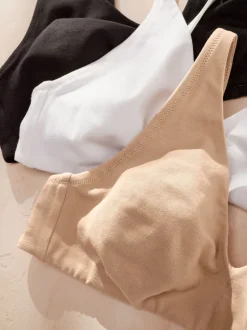 Noir/Blanc/Pastel Rose Nude - Lot de 3 soutiens-gorge en mélange de coton Ultimate Comfort