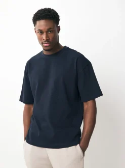 Noir/blanc/pierre/marine/gris - Lot de 5 t-shirts épais à coupe décontractée