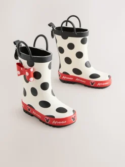 Noir/Blanc/Rouge - Bottes de pluie à poignée Minnie Mouse
