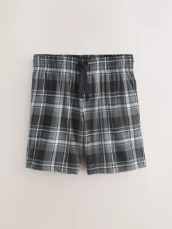 Noir/bleu marine - Ensemble de 2 pyjamas en jersey à carreaux et manches courtes