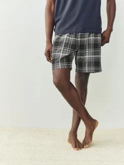 Noir/bleu marine - Ensemble de 2 pyjamas en jersey à carreaux et manches courtes