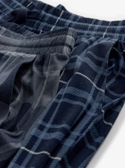 Noir/Bleu marine Carreaux - Lot de bas de pyjama en jersey 100% 2