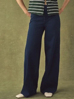 Noir/bleu rincé - Lot de 2 pantalons jambes larges en denim jersey