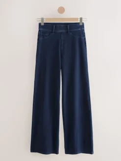 Noir/bleu rincé - Lot de 2 pantalons jambes larges en denim jersey
