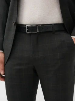 Noir/Brun - Ceinture en cuir réversible