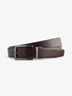 Noir/Brun - Ceinture en cuir réversible