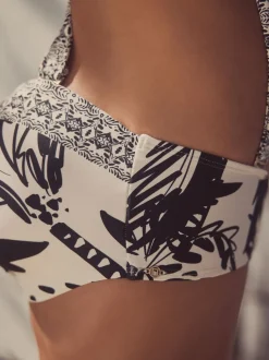 Noir/Crème Palmier - Haut de bikini bandeau filaire