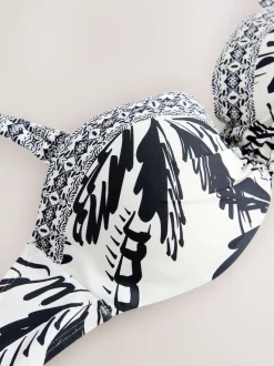 Noir/Crème Palmier - Haut de bikini bandeau filaire