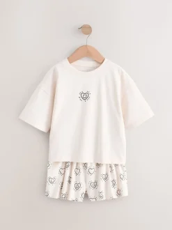 Noir/Ecru - Pyjama court 2 Pack (3-16ans)