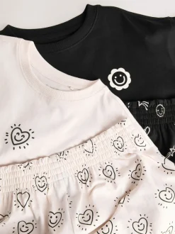 Noir/Ecru - Pyjama court 2 Pack (3-16ans)