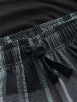 Noir/gris à carreaux - Ensemble pyjama manches longues 100% coton