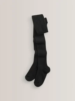 Noir/Gris - Lot de 3 collants en torsades de coton riche