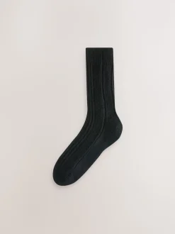 Noir/Gris - Lot de 2 paires de chaussettes à câble thermique épaisses