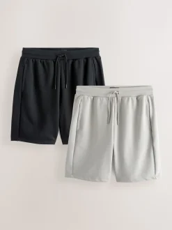 Noir/Gris - Lot de 2 shorts en jersey à poche zippée