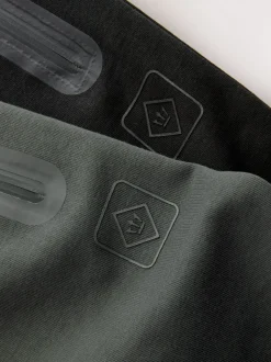 Noir/gris ardoise - Lot de 2 pantalons de jogging Interlock doux au toucher à chevilles